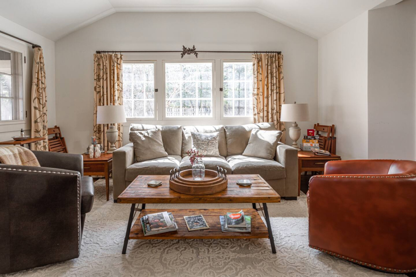 Sunlit living room at Goat Hill Cottage